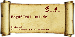 Bogárdi Anikó névjegykártya